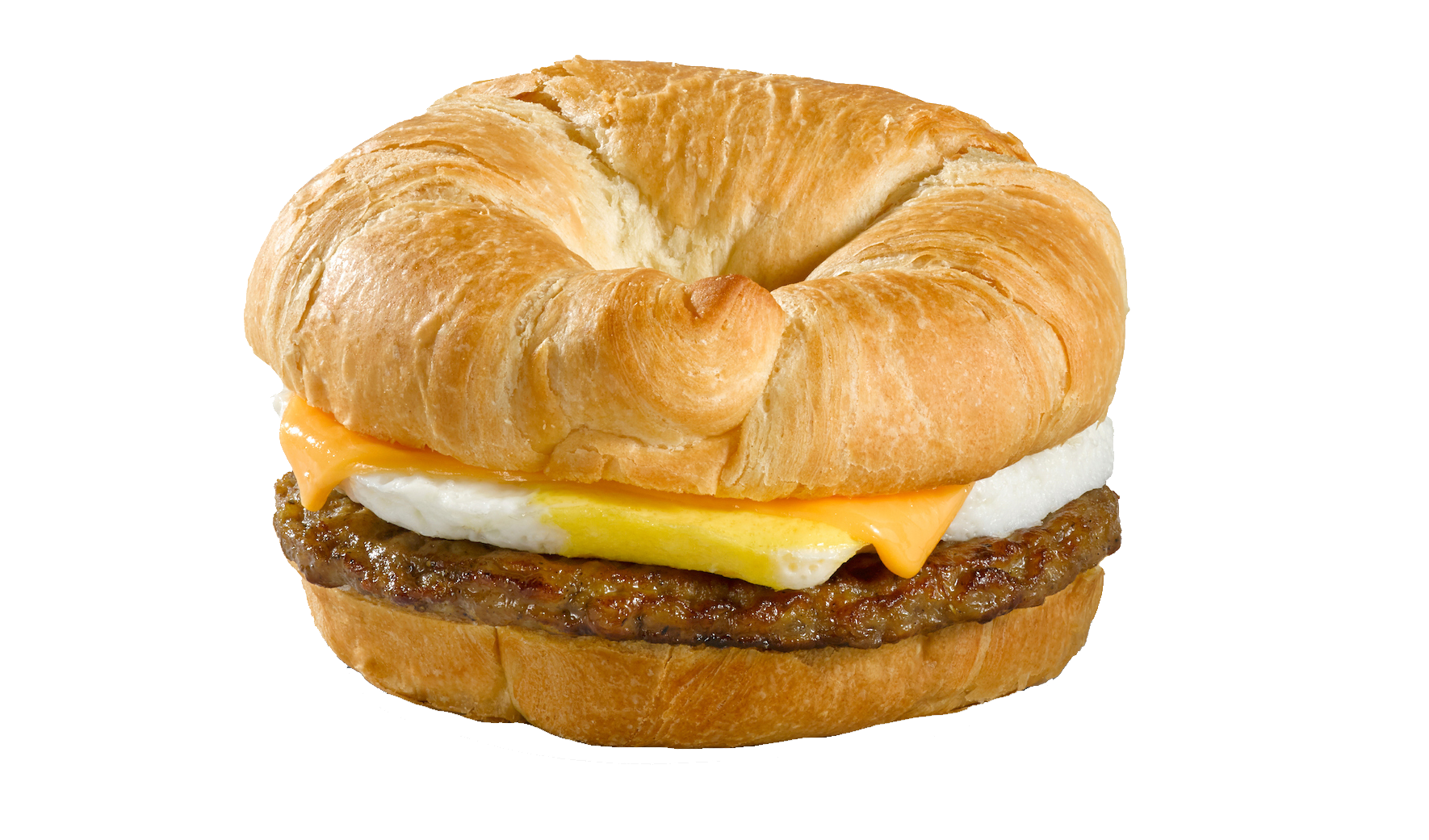 Sausage egg and cheese breakfast croissant sandwich