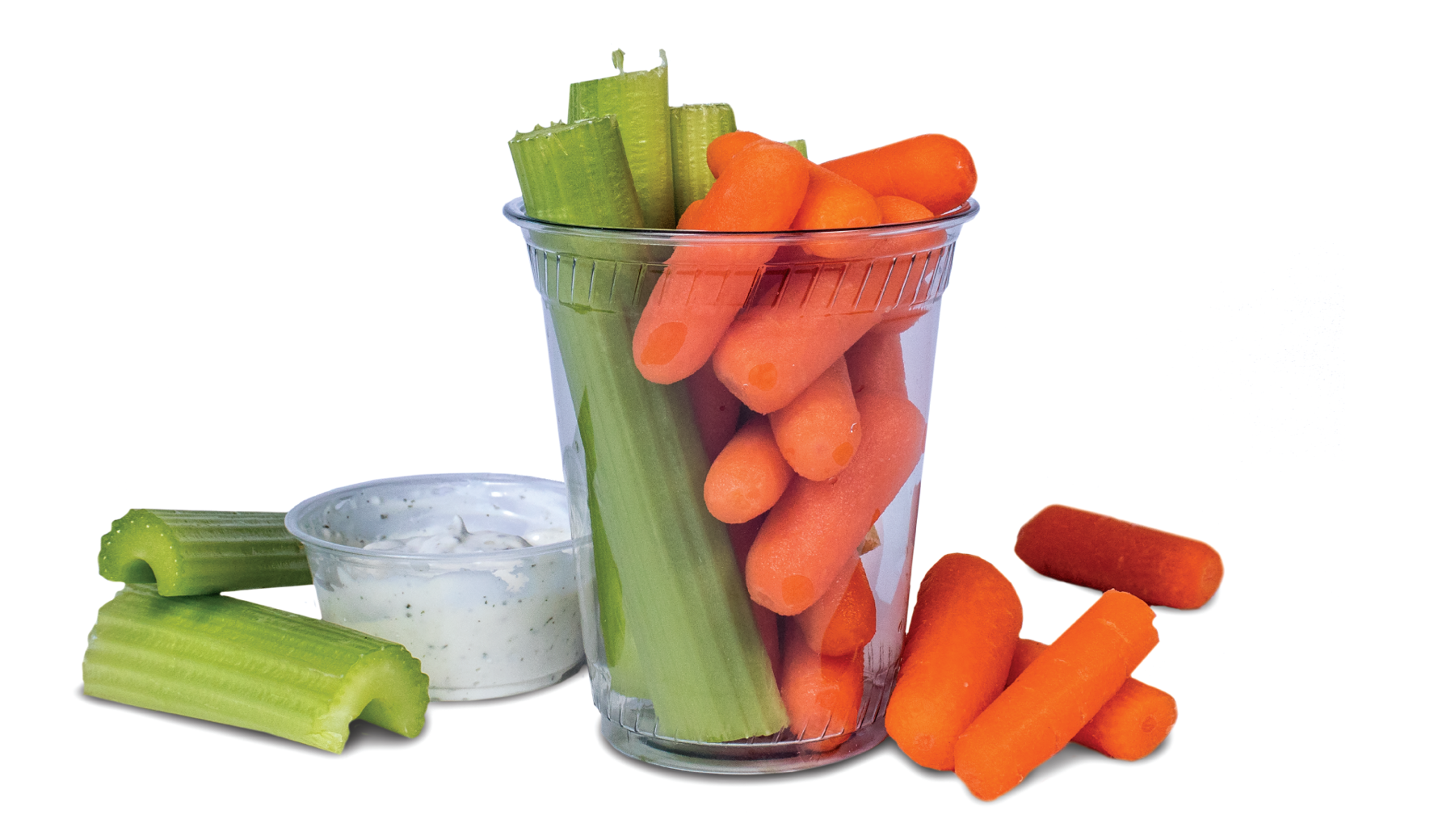 Celery and carrot cup with dressing