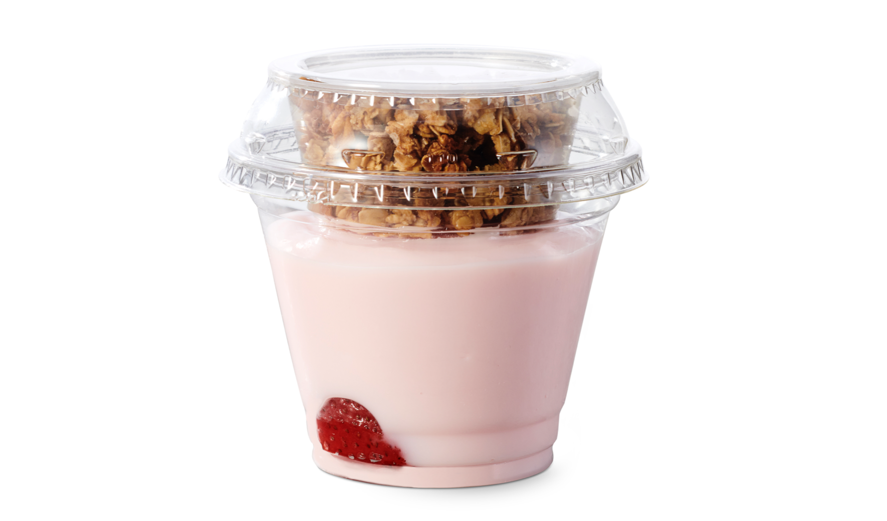Strawberry yogurt parfait cup with granola